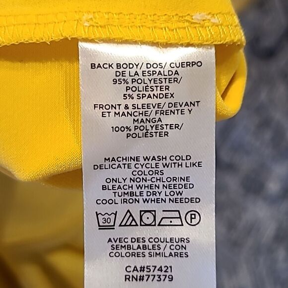 Ann Taylor yellow womens polyester stretch long sleeve flowy shirt size small - Picture 5 of 6